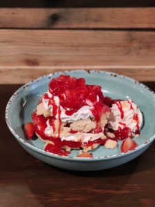 Strawberry-shortcake-with-homemade-biscuit-and-strawberry-reduction